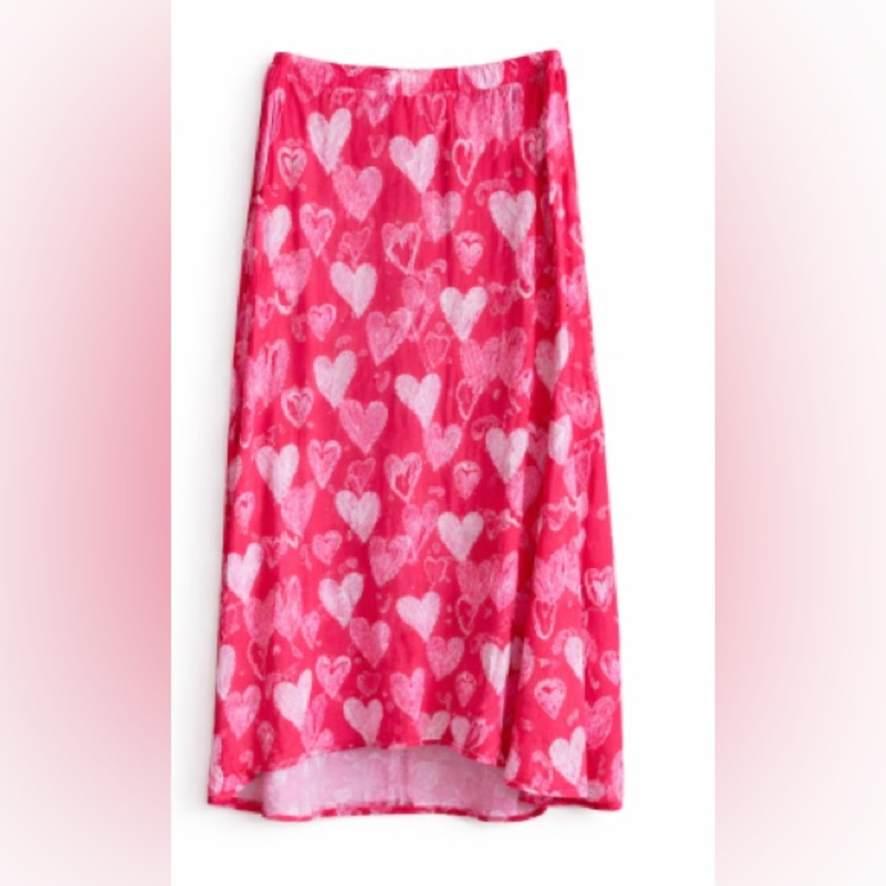 New York & Company Heart Print High-Low Skirt | Size XL | NWOT